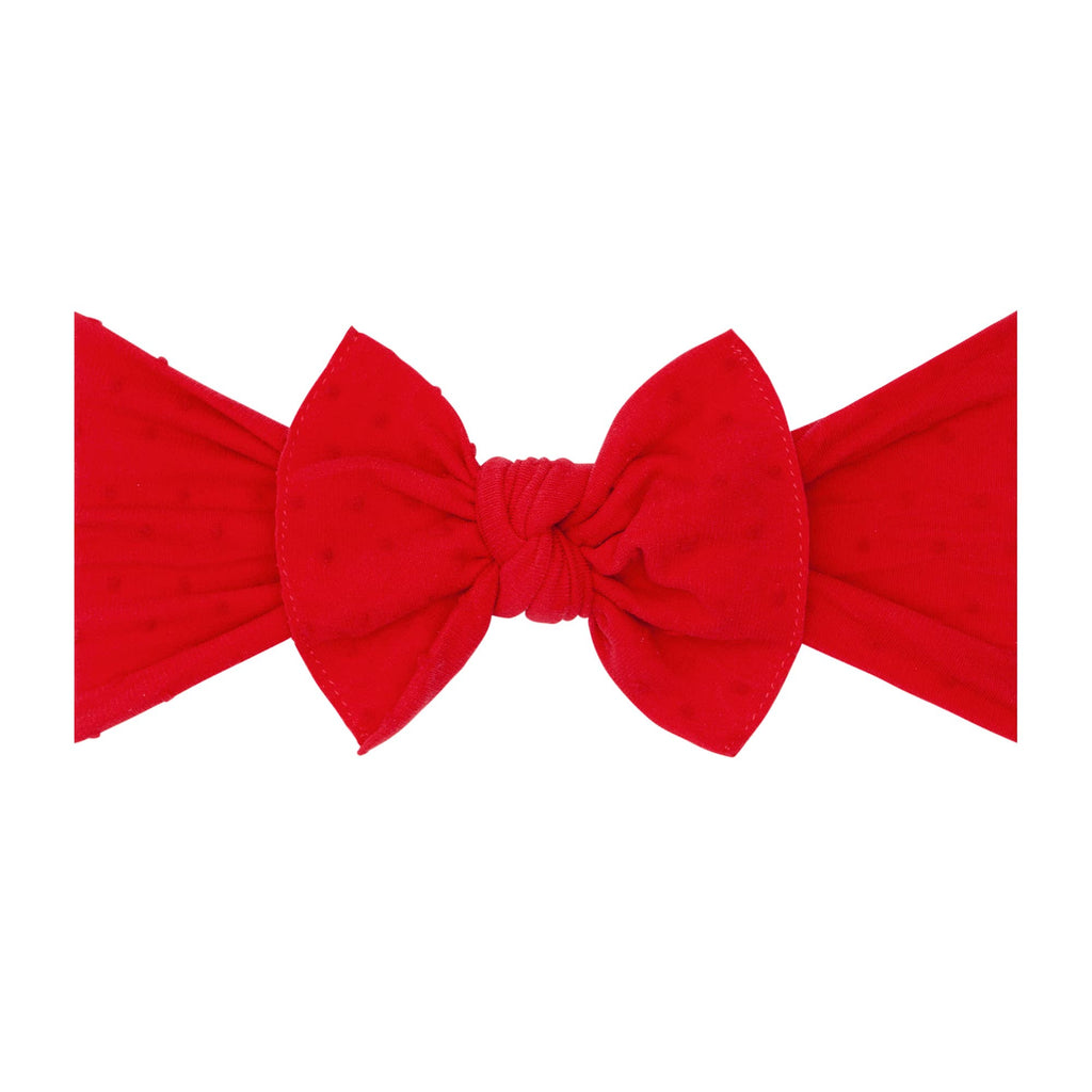 Cherry Red Dot Patterned Shabby Knot Headband by BABY BLING