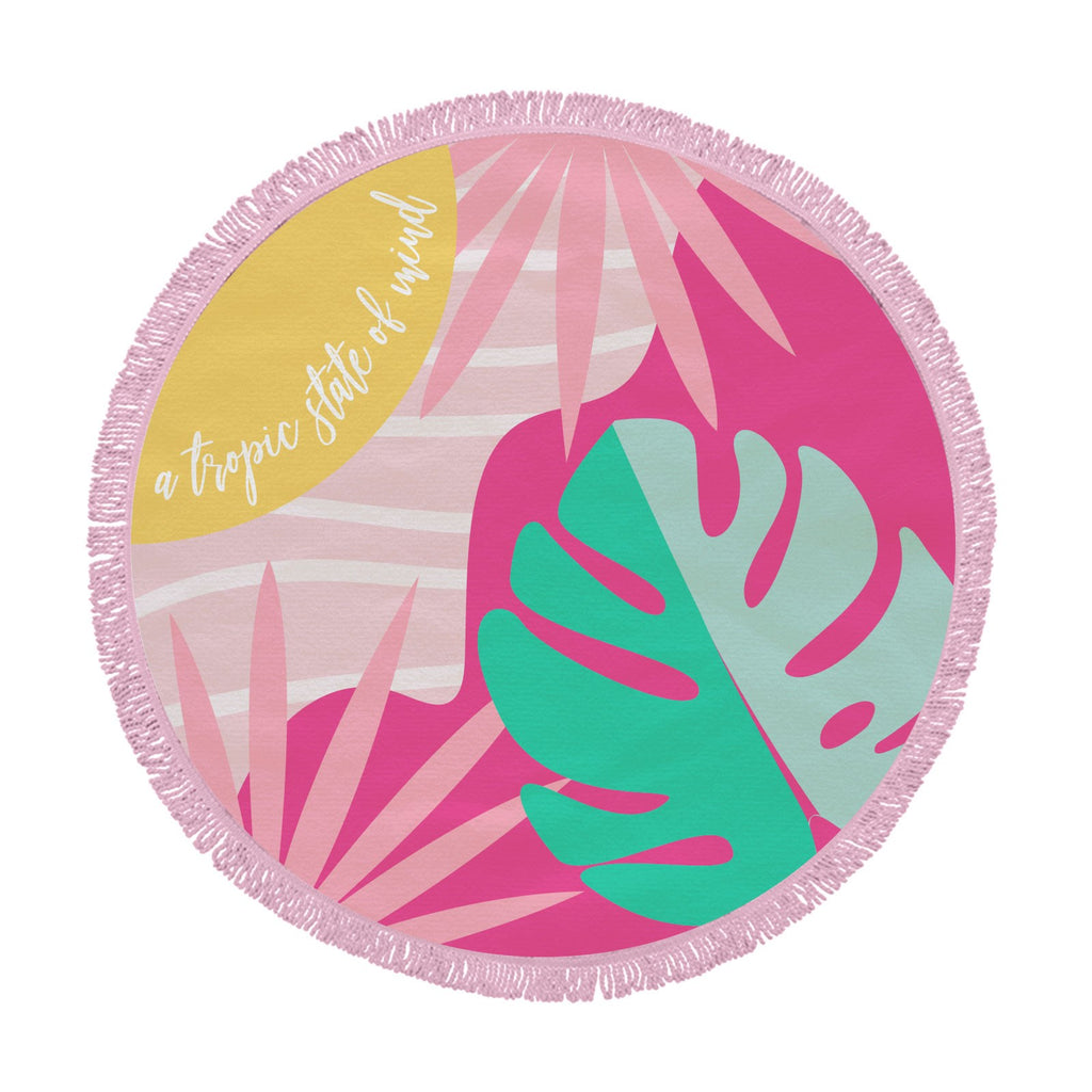 Tropic State of Mind 60” Round Beach Towel Blanket