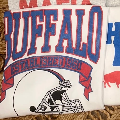 Vintage Buffalo Football White Adult Sweatshirt by Leveled Up Buffalo