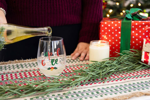 Festive Cup of Cheer Christmas Wine Glass