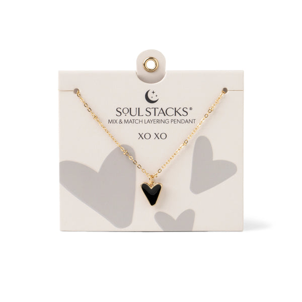 Soul Stacks - Black Heart Pendant Necklace