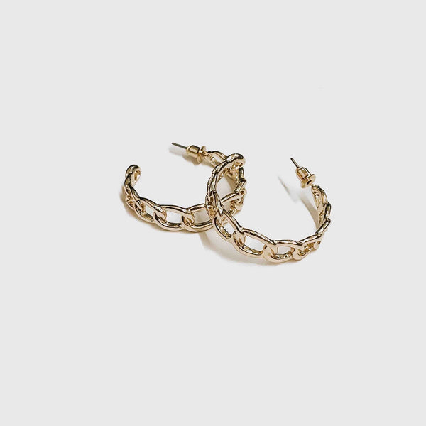 Calista Chain Link Gold Hoop Earrings