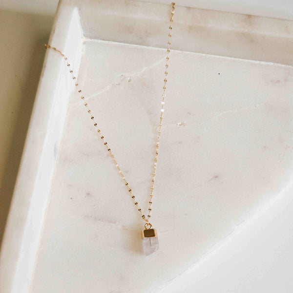 Clear Mind Crystal Stone Pendant Necklace - Quartz Crystal