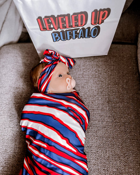 G.O.A.T Swaddle Blanket & Bow - G.O.A.T Collection by Leveled Up Buffalo