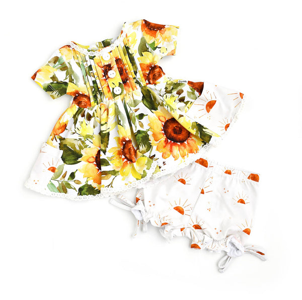 BABY Sunflower Peplum + Bloomers Set