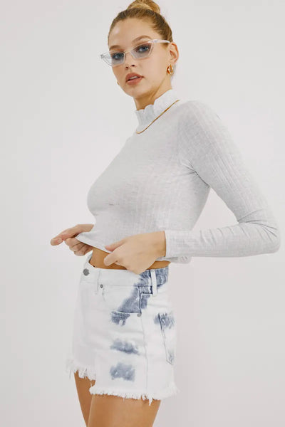 Tidal Wave White Denim Shorts