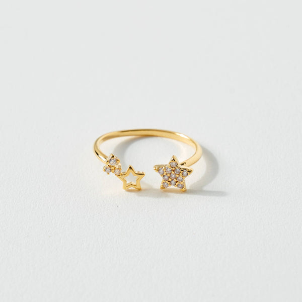 Star Cubic Zirconia Open Gold Ring