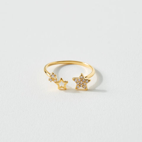 Star Cubic Zirconia Open Gold Ring
