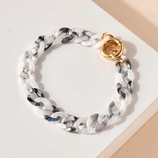 Grey Two Toned Resin Chain Bracelet
