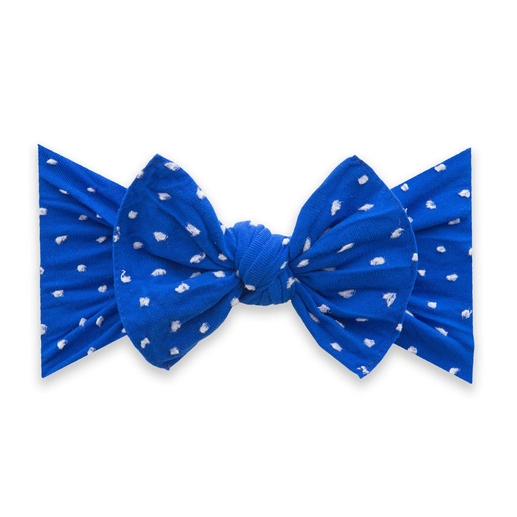 Royal Blue Dot Patterned Shabby Knot Headband by BABY BLING