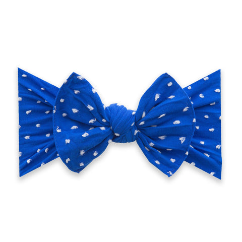 Royal Blue Dot Patterned Shabby Knot Headband by BABY BLING