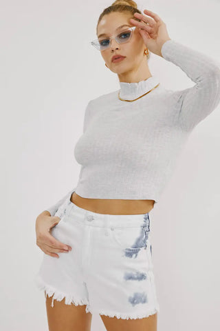 Tidal Wave White Denim Shorts