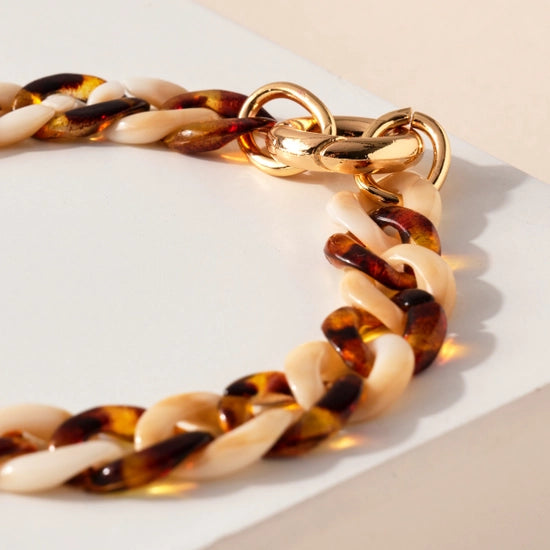 Brown Two Toned Resin Chain Bracelet