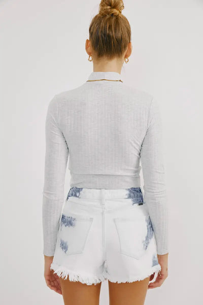Tidal Wave White Denim Shorts