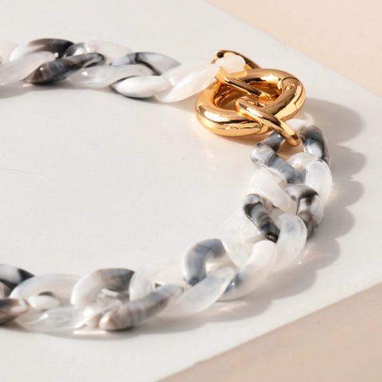Grey Two Toned Resin Chain Bracelet