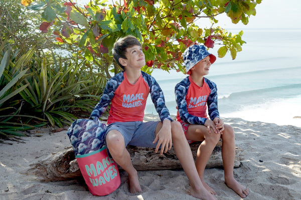 Kids Reversible UV Protected Bucket Hat - Make Waves