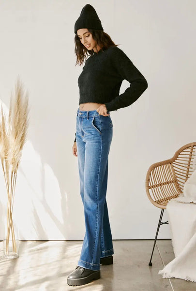 Celine Ultra High Rise Wide Leg Jeans