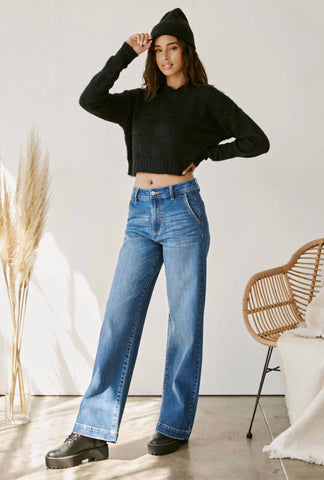 Celine Ultra High Rise Wide Leg Jeans