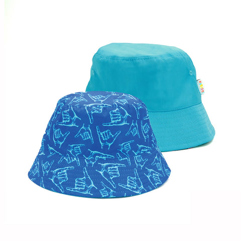 Kids Reversible UV Protected Bucket Hat - High Tide Good Vibes