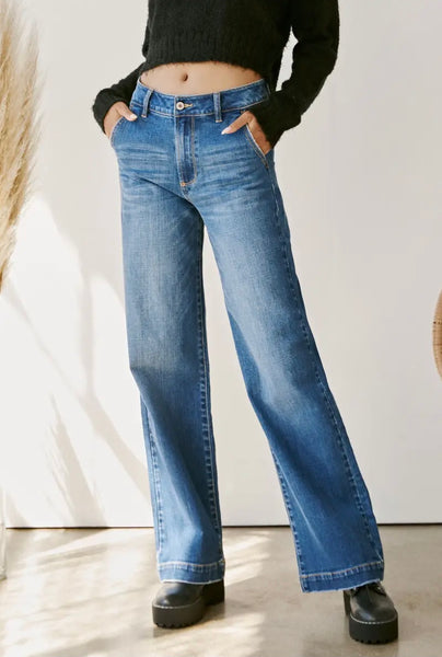 Celine Ultra High Rise Wide Leg Jeans